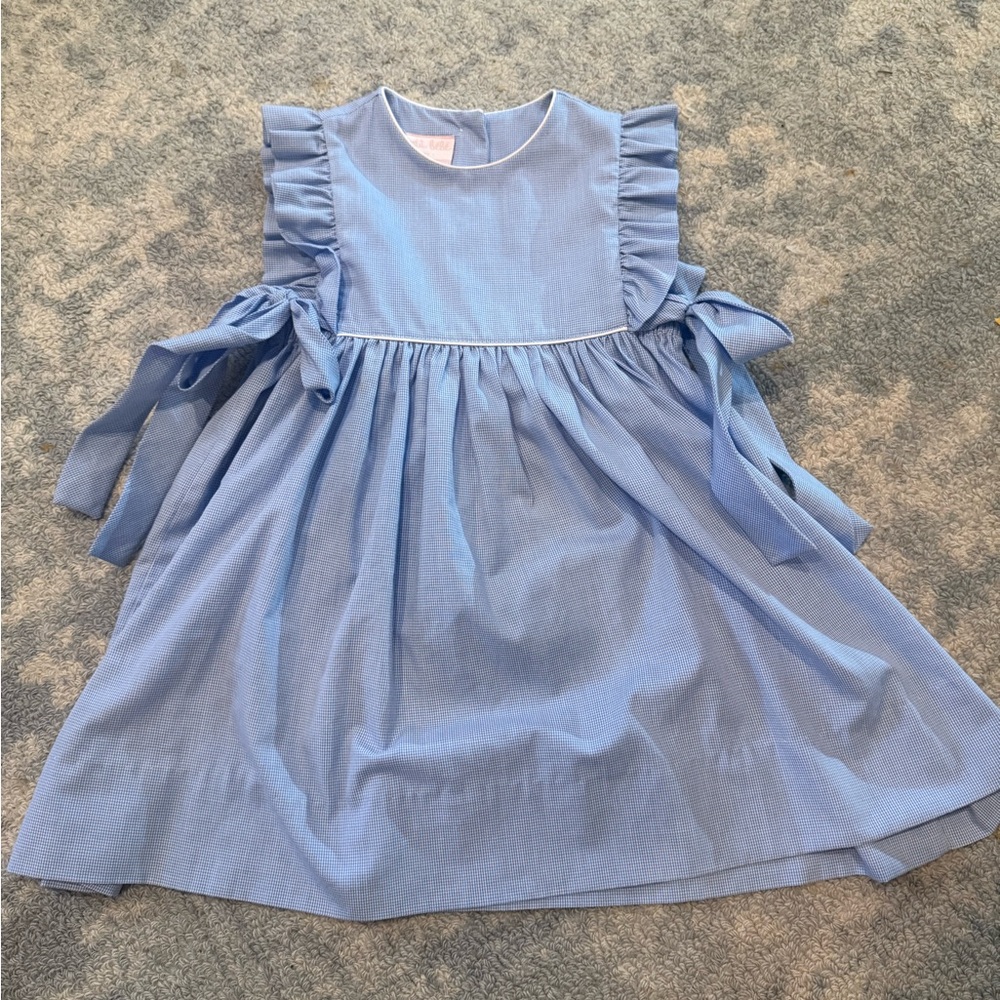 Girls' Light Blue Ruffle Tie-Shoulder Dress Petit Bébé